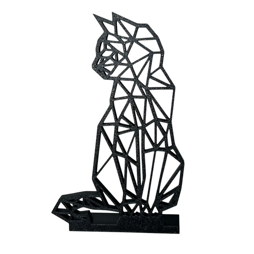 Geometric Black Cat Standing Decor Figure 8” Room Animal